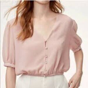 Wilfred  Aritzia Sofiane Cropped Blouse woman V-neck button up  size small